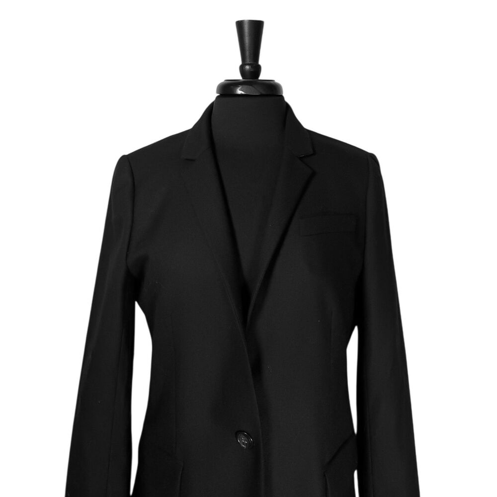 J Crew Regent Blazer Womens 12 Black Wool Stretch Twill One Button Career Jacket - Picture 6 of 10